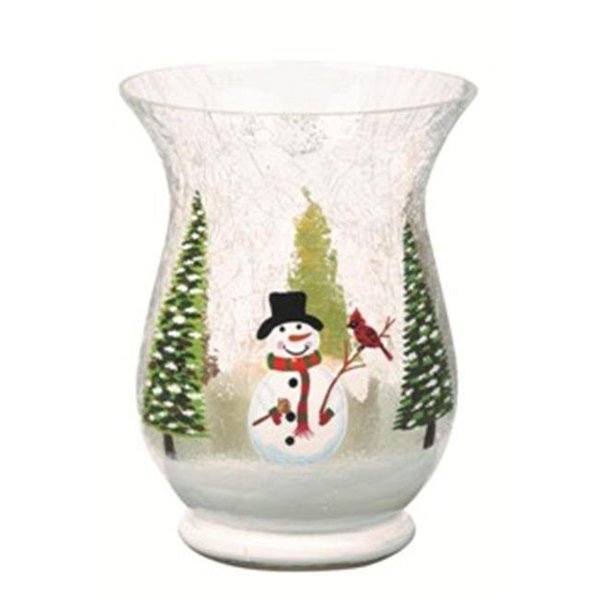 Biedermann & Sons Biedermann & Sons H305SM 5.75 in. dia x 7.875 in. Glass Snowman Scene Hurricane Lamp Shade H305SM